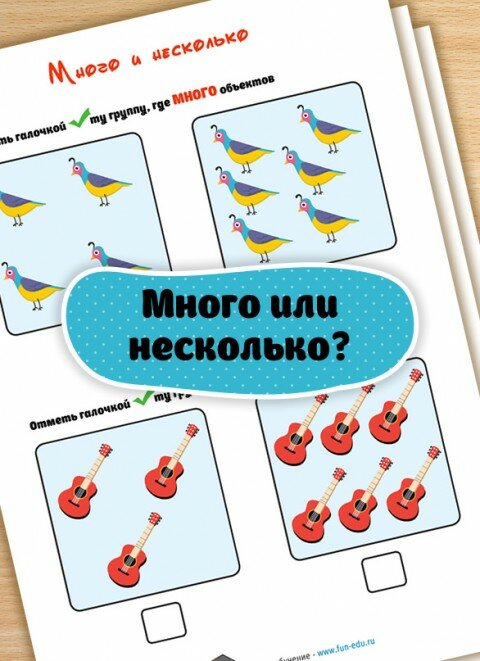 Развивающее задание для дошкольников "Много или несколько?"